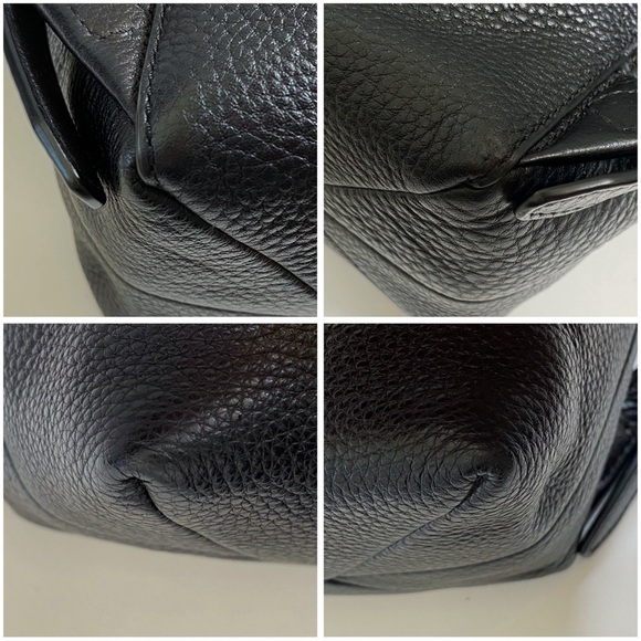 SILVER HARDWARE MICHAEL KORS BLACK RHEA SLIM PEBBLED LEATHER BACKPACK PURSE - Picture 7 of 9